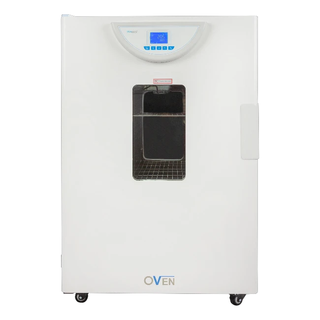 BPG-9140A 150L large-capacity precision forced air drying oven with LCD controller, 250°C maximum, ±1°C accuracy, 3 adjustable shelves, stainless steel smooth-corner chamber, and optional RS-485 connectivity for pharmaceutical, research, and material science laboratory drying_Being India